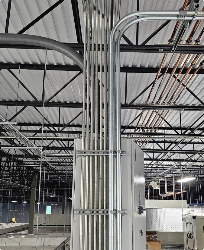 Precision conduit piping and industrial electrical service setup in Wood Dale by T-TECH Power.