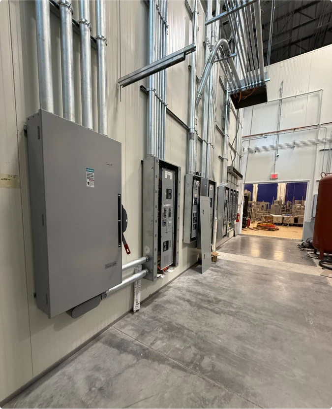 Complex electrical switchgear installation in a commercial building in Evanston by T-TECH Power.